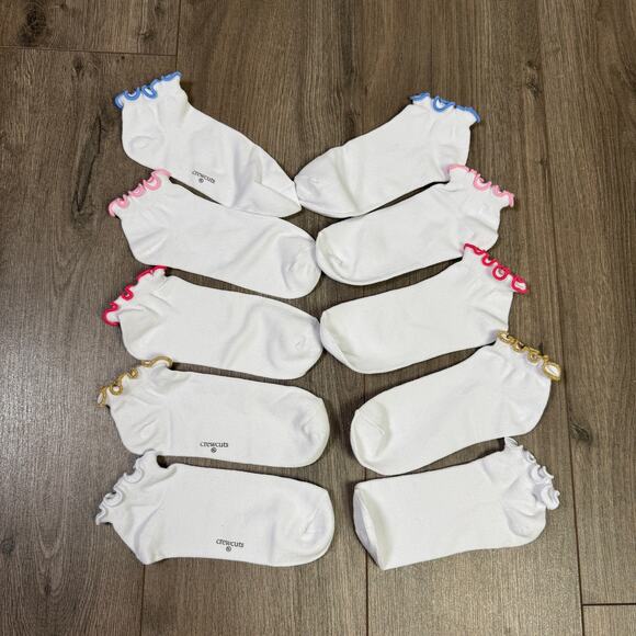 Crewcuts Girls Ruffle Ankle Five Pack Socks US Girl's XL New - Picture 2 of 5